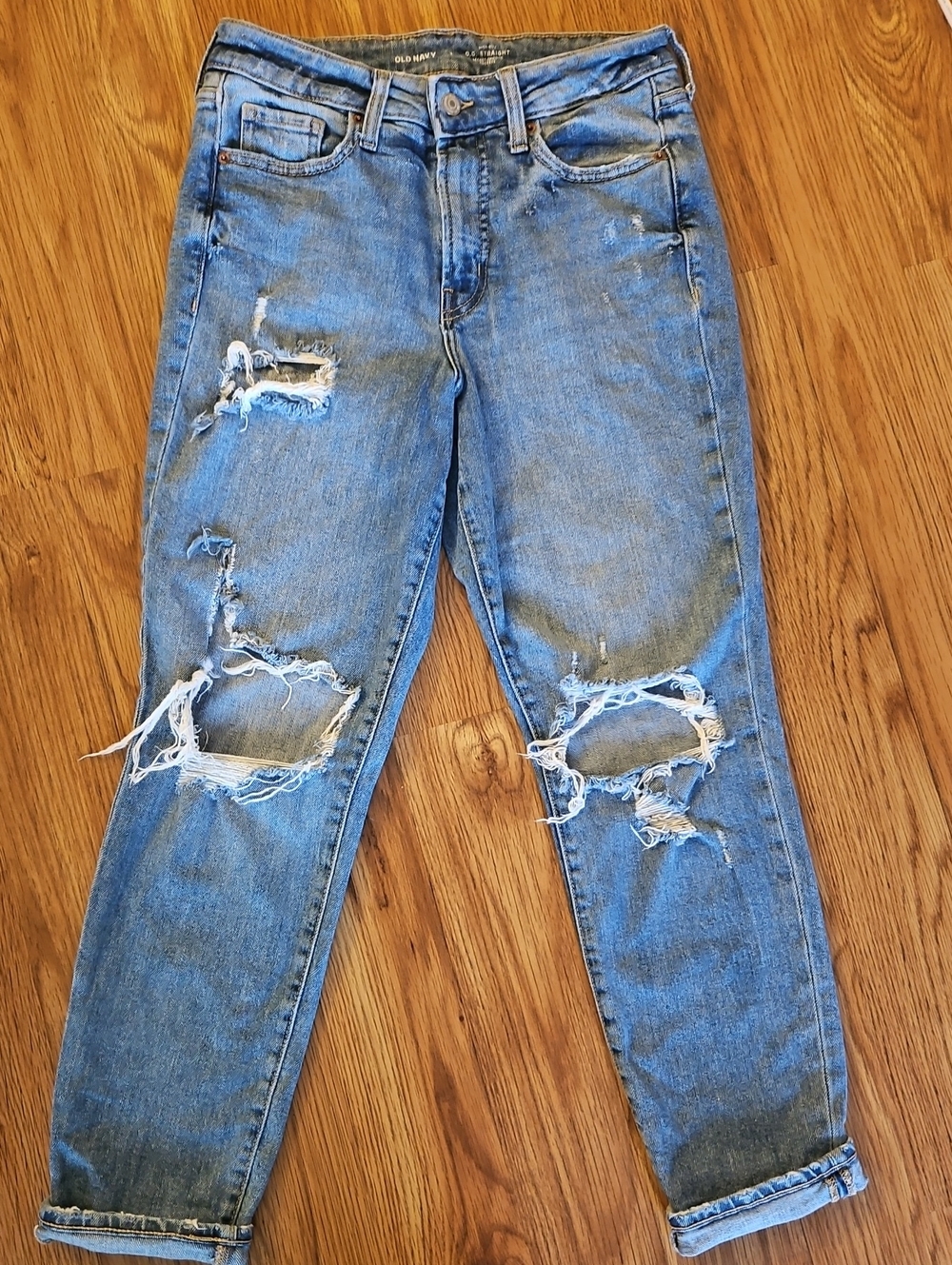 Old Navy Light Blue Ripped Boyfriend Jeans